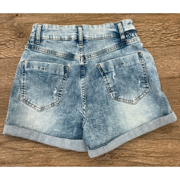 Vanilla Star Size 1 Washed Distressed Cuffed Denim Mom Short - Picture 5 of 7